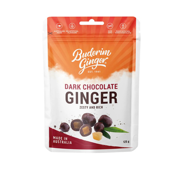 Buderim Ginger Dark Chocolate Ginger Zesty and Rich 125g