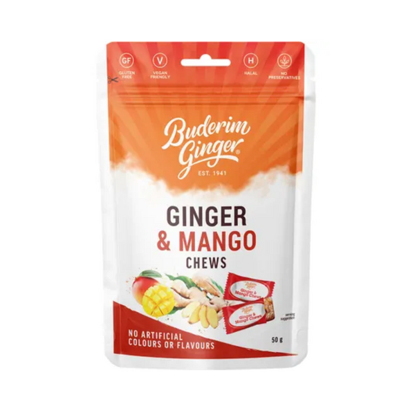 Buderim Ginger Ginger & Mango Chews 50g