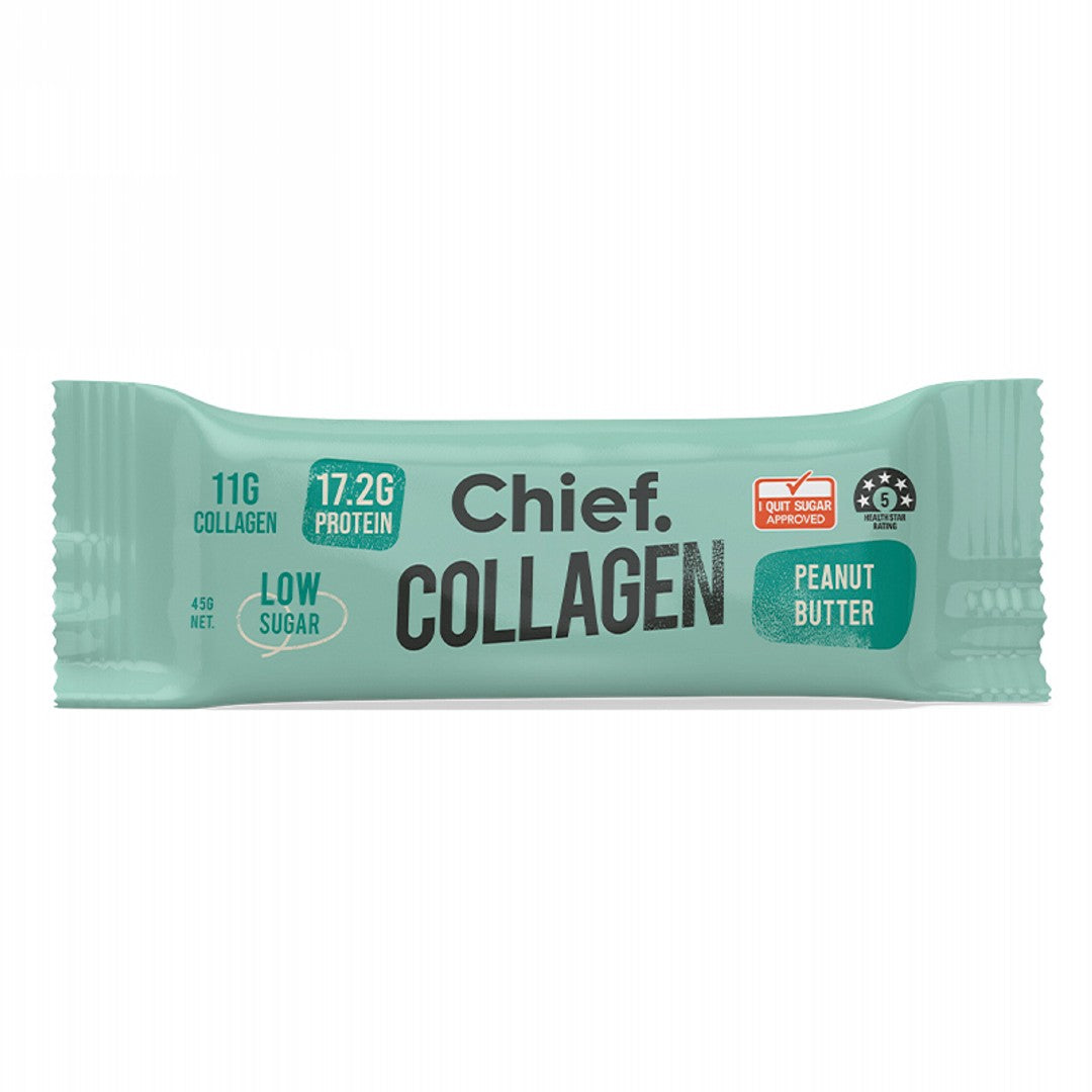 Chief Peanut Butter 45g bar packaging; supplied as a box of 12 bars