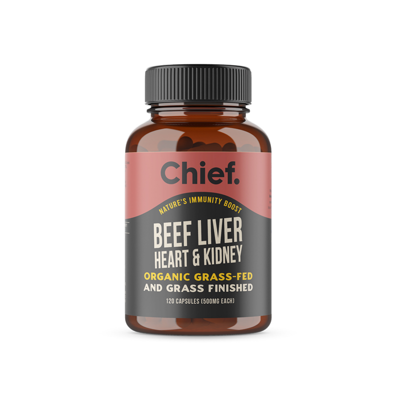 Chief Nutrition Organic Beef Liver Heart & Kidney 120 Capsules