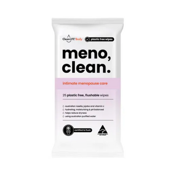CleanLIFE Meno Clean Wipes Flushable Plastic Free Wipes 25 Pack