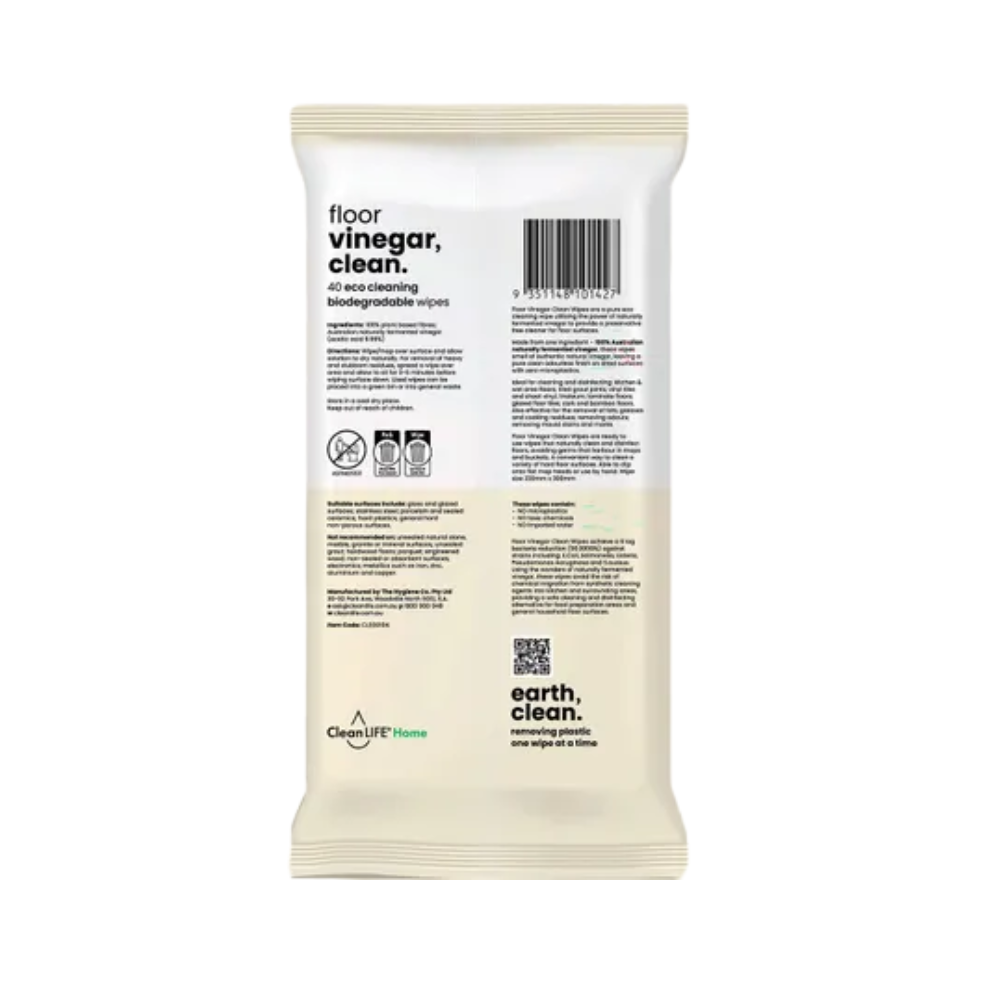 Cleanlife Vinegar Clean Surface Plastic Free Wipes 100pk