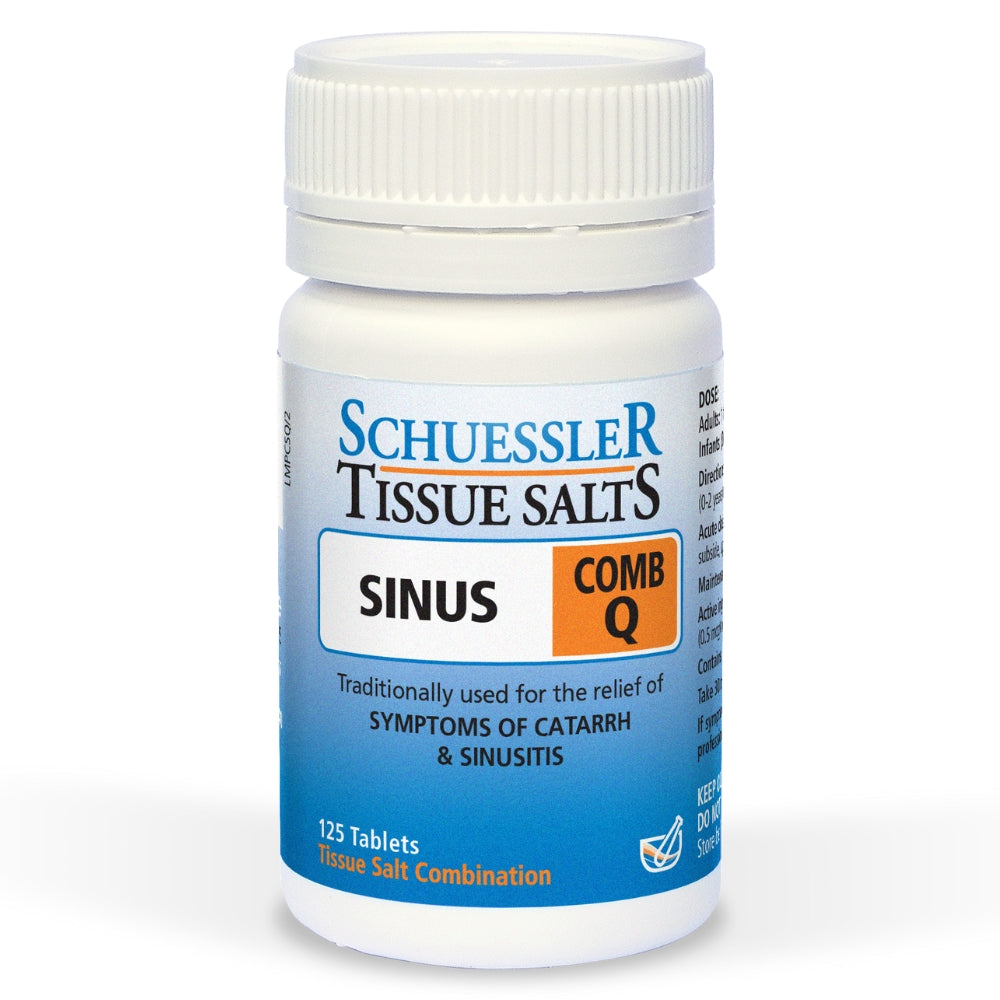 Martin & Pleasance Schuessler Tissue Salts Comb Q Sinus 125 Tablets front bottle