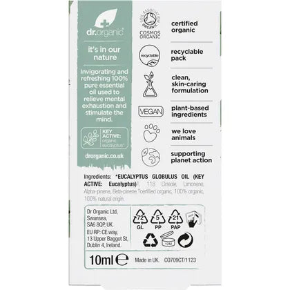 Dr Organic Eucalyptus Oil 100% Pure 10ml