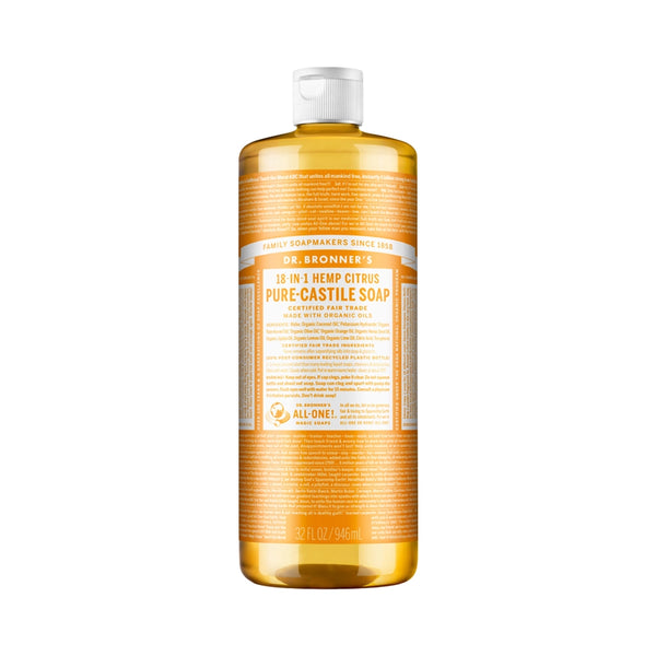 Dr Bronner's Pure-Castile Soap Liquid (Hemp 18-in-1) Citrus 946ml