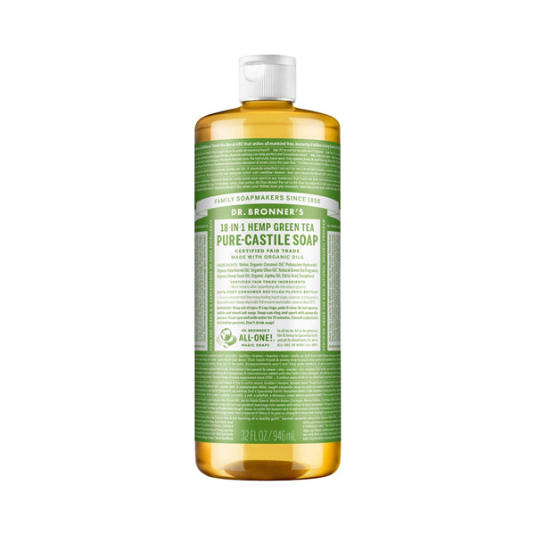 Dr Bronner's Pure-Castile Soap Liquid (Hemp 18-in-1) Green Tea 946ml