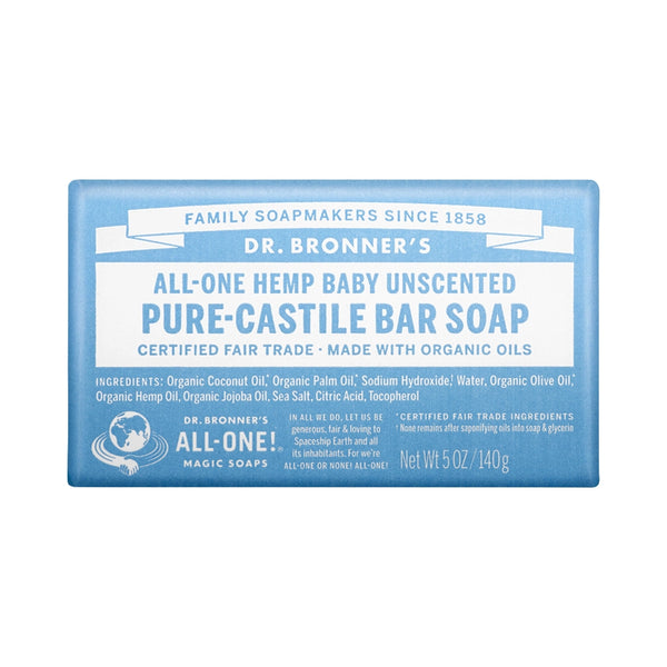 Dr Bronner's Pure-Castile Bar Soap (Hemp All-One) Unscented (Baby) 140g