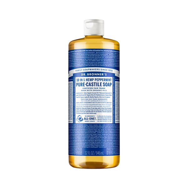 Dr Bronner's Pure-Castile Soap Liquid (Hemp 18-in-1) Peppermint 946ml