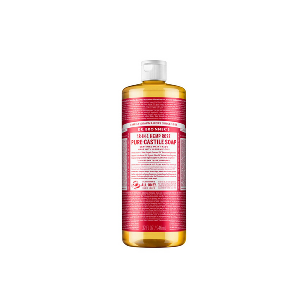 Dr Bronner's Pure Castile Soap Liquid (Hemp 18-in-1) Rose 946ml