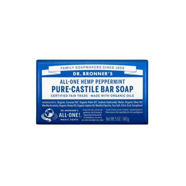 Dr Bronner's Pure-Castile Bar Soap (Hemp All-One) Peppermint 140g