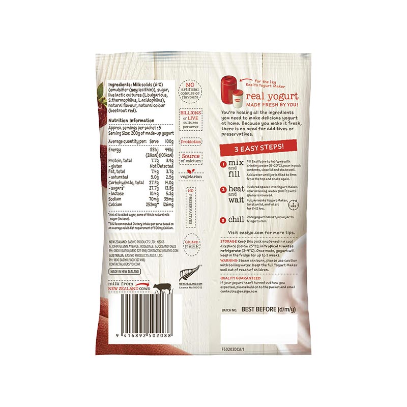 EasiYo Everyday Range Strawberry Yoghurt Base 230g Carton of 8 gallery image 3