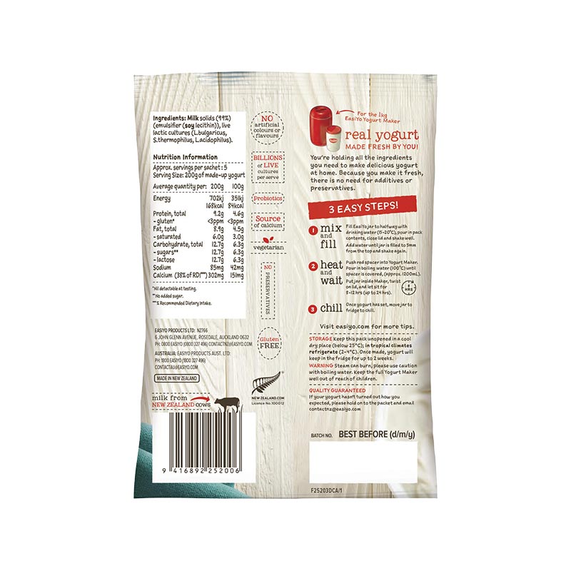 EasiYo Wellbeing Range Greek Style Unsweetened Yoghurt Base 170g Carton of 8 gallery image 3