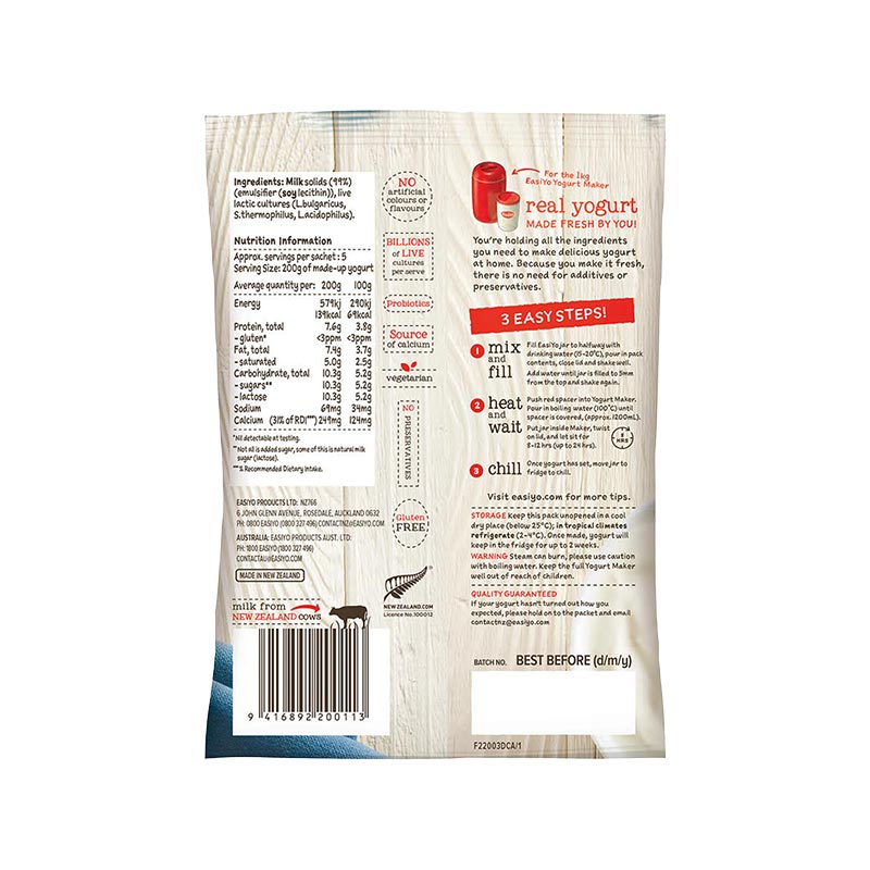 EasiYo Wellbeing Range Yoghurt Base Natural Unsweetened 140g Carton of 8 gallery image 3