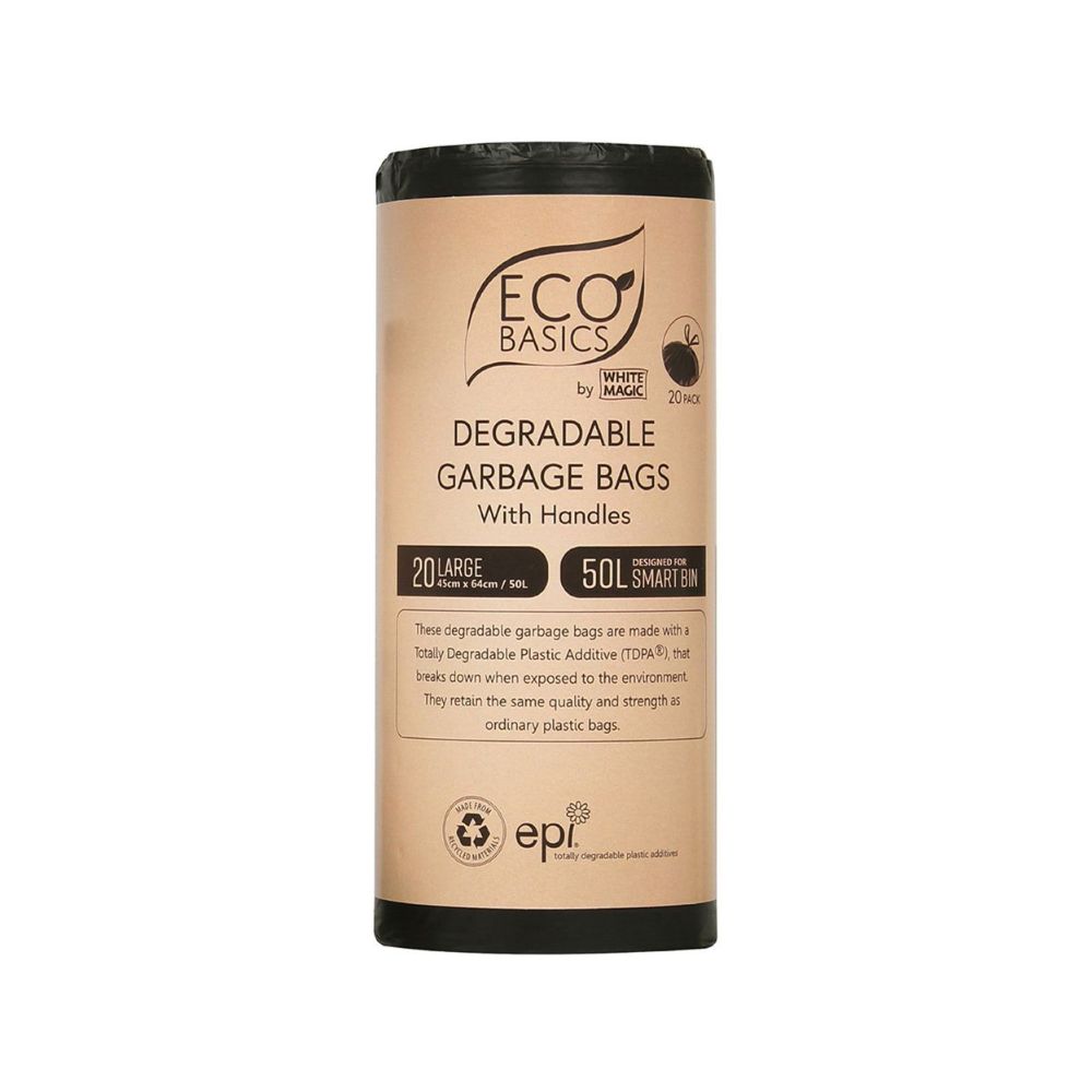 White Magic Eco Basics Recycled Garbage Bin Bags Large 50L 20 Bags