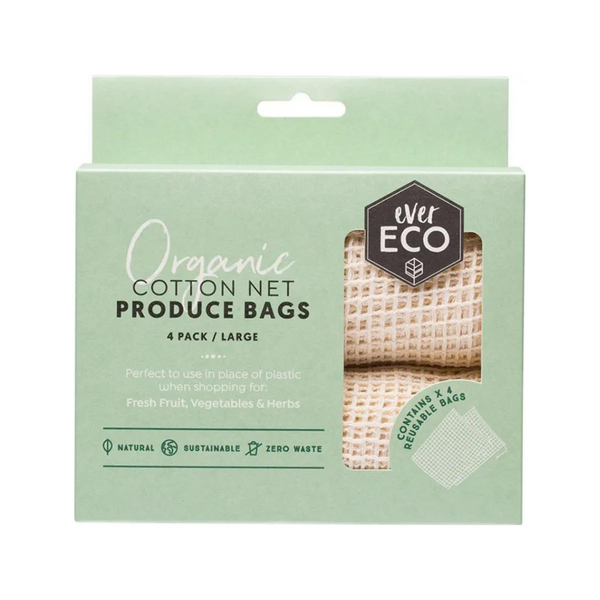 Ever Eco Reusable Produce Bags Organic Cotton Net 4 Pack