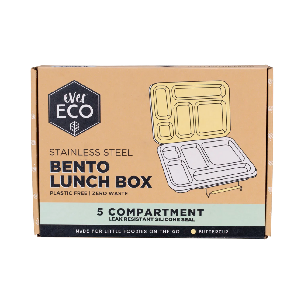 Ever Eco Stainless Steel 5 Compartment Bento Lunch Box Buttercup