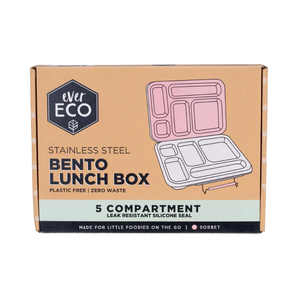 Ever Eco Stainless Steel 5 Compartment Bento Lunch Box Sorbet