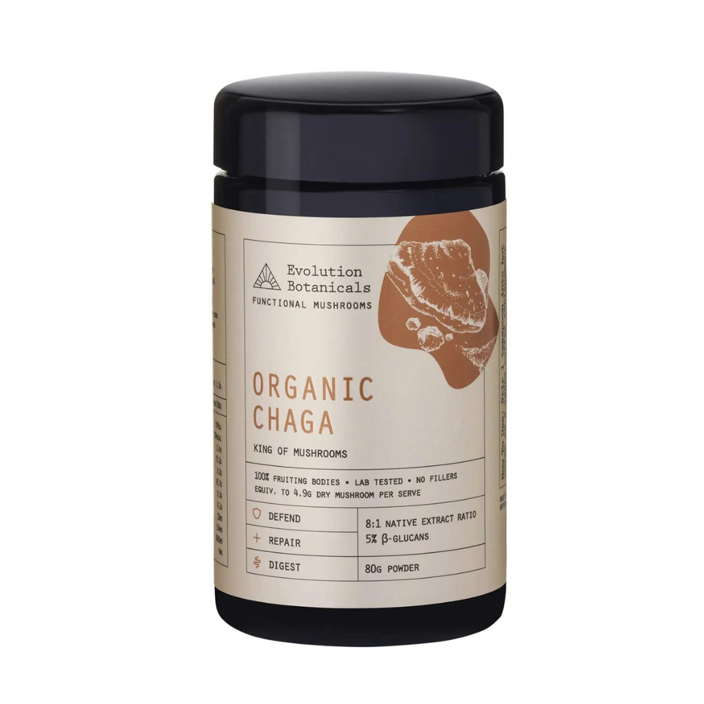 Evolution Botanicals Organic Chaga King of Mushrooms 80g front pack image