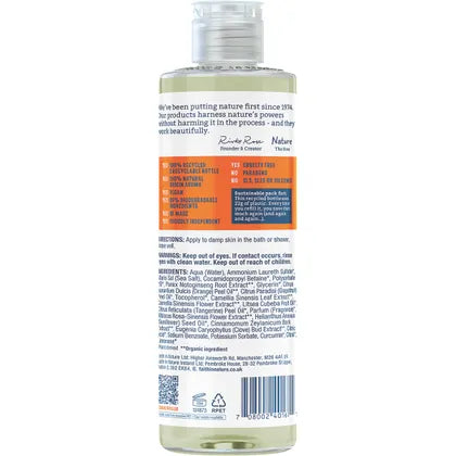 Faith In Nature Body Wash Invigorating Grapefruit & Orange 400ml back label