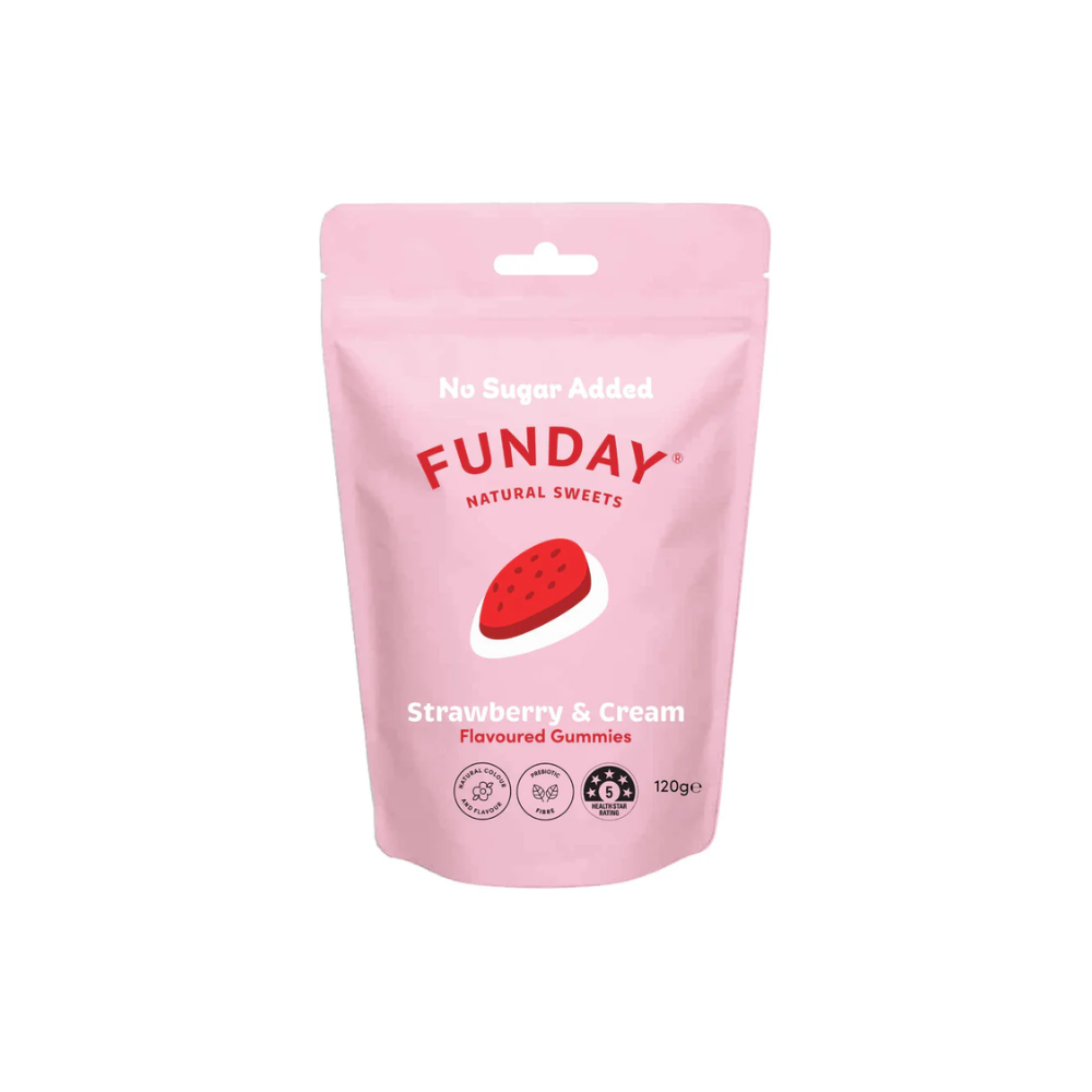 Funday Natural Sweets Flavoured Gummies Strawberry & Cream 120g