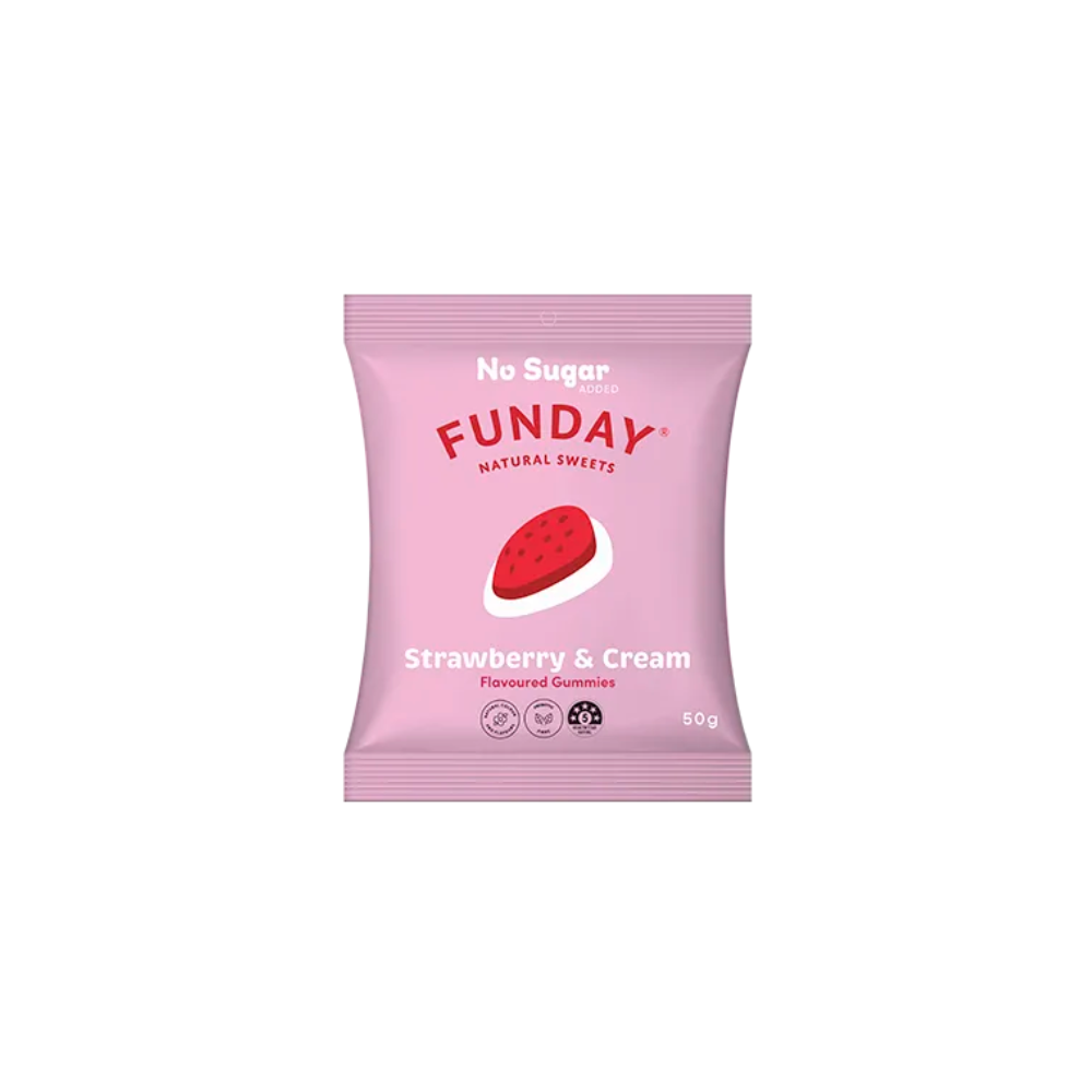 Funday Natural Sweets Flavoured Gummies Strawberry & Cream 50g product image