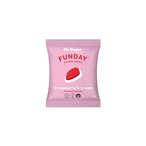 Funday Natural Sweets Flavoured Gummies Strawberry & Cream 50g