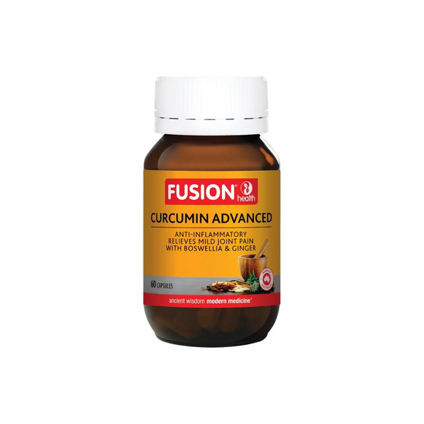 Fusion Health Curcumin Advanced 60 Tablets bottle for joint health and inflammation relief.