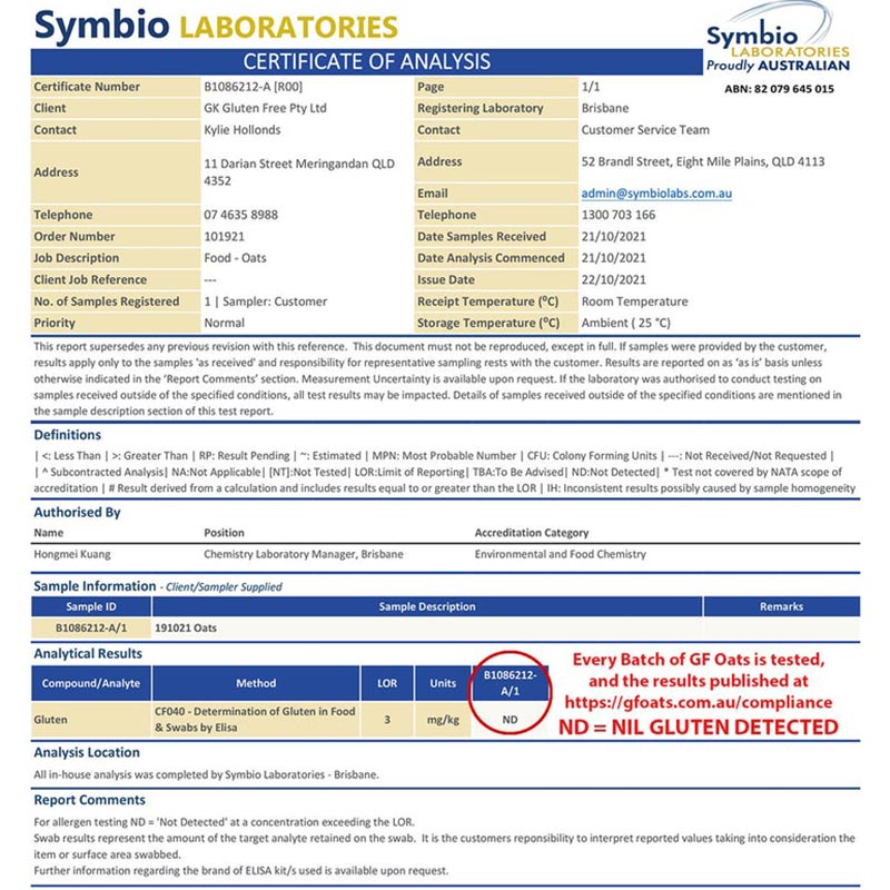 GF Oats Oat Flour 600g