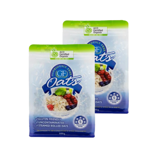 GF Oats Certified Organic Steamed Rolled Oats 500g 2 Pack