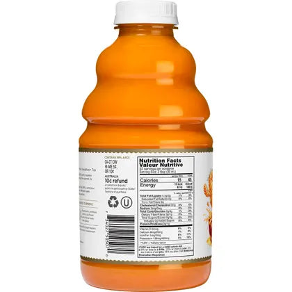 The Ginger People Turmeric Juice 946ml bottle showcasing nutritional facts and vibrant orange color.