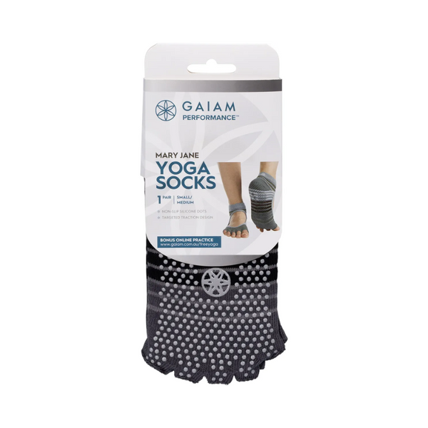 Gaiam Yoga Socks Grippy Mary Jane Small-Medium 1 Pair