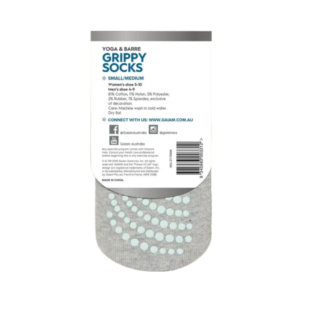 Gaiam Yoga & Barre Grippy Socks Small-Medium 1 Pair