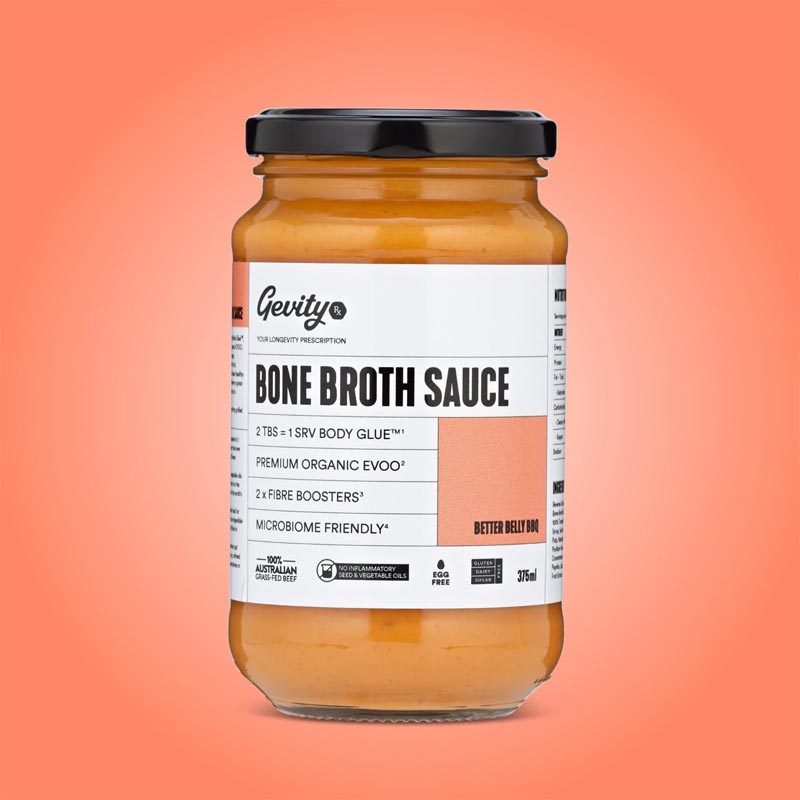 Gevity Rx Bone Broth Sauce Better Belly BBQ G/F 375ml serving or lifestyle image