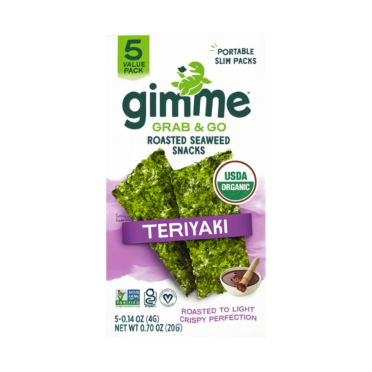 Gimme Roasted Seaweed Snacks Grab & Go Teriyaki 5x4g product packshot