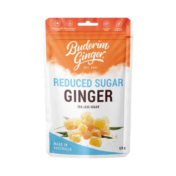 Buderim Ginger Reduced Sugar Ginger 75% Less Sugar 125g