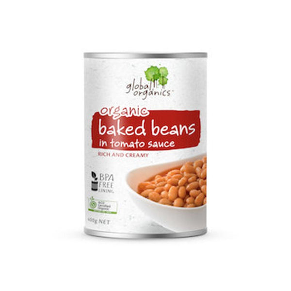 Global Organics Baked Beans In Tomato Sauce Organic 400g