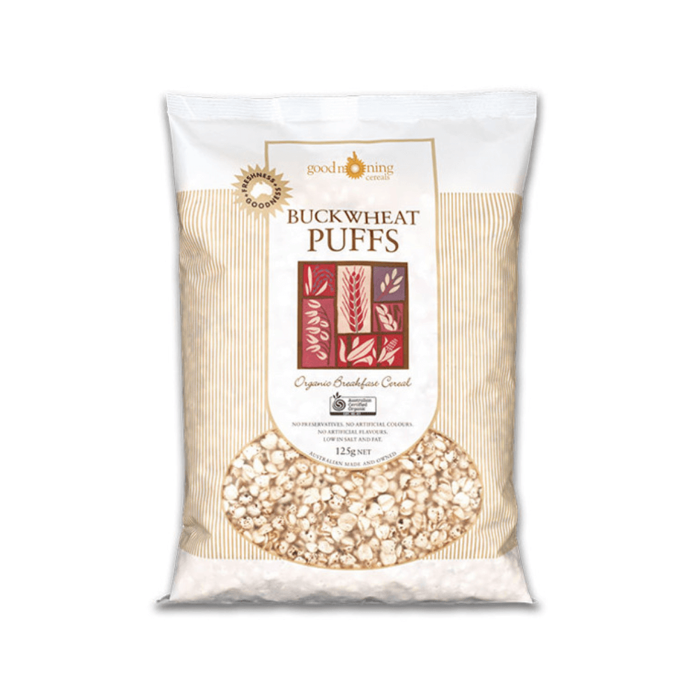 Good Morning Cereals Organic Puffed Buckwheat 125g front packshot