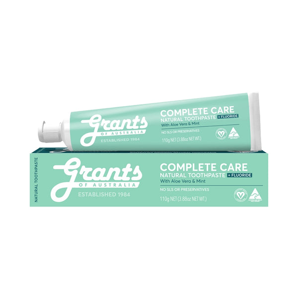 Grants Of Australia Natural Toothpaste Complete Care + Fluoride with Aloe Vera & Mint 110g