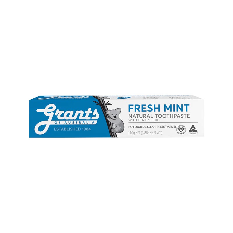 Grants of Australia Natural Toothpaste Fresh Mint with Tea Tree Oil 110g — additional packaging view