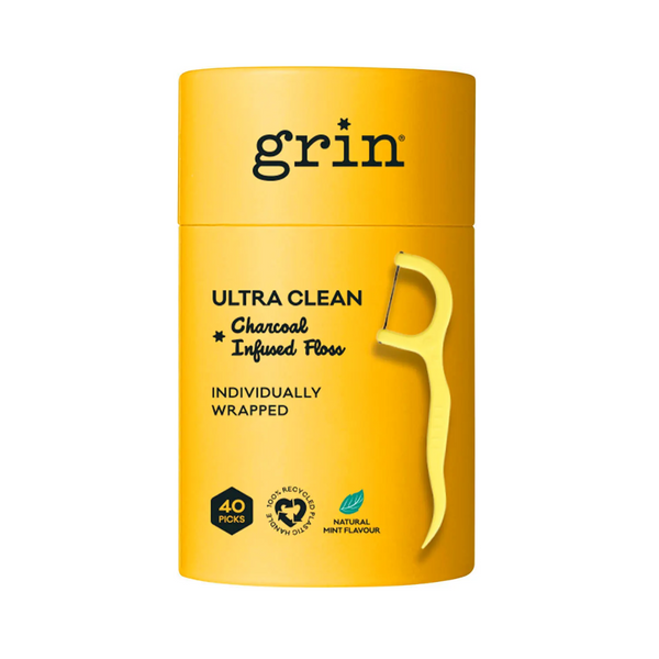 Grin Charcoal Infused Floss Picks Ultra Clean 40 Picks