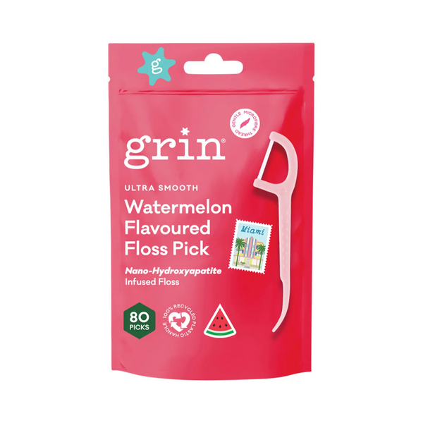 Grin Ultra Smooth Floss Picks Watermelon Flavoured 80 Picks