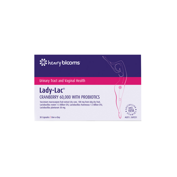 Henry Blooms Lady-Lac Cranberry 60000 with Probiotics 30 Capsules