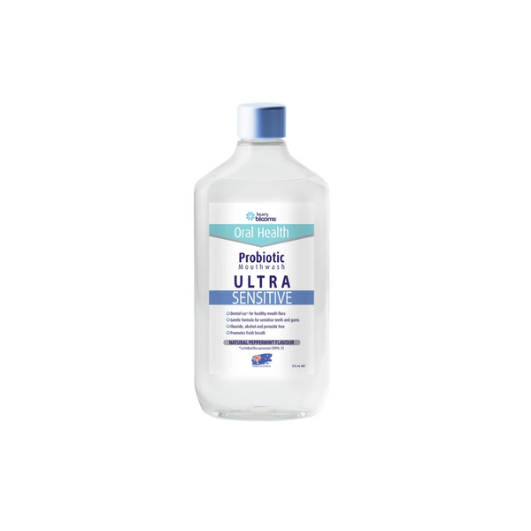 Henry Blooms Oral Health Probiotic Mouthwash Ultra Sensitive Peppermint 375ml