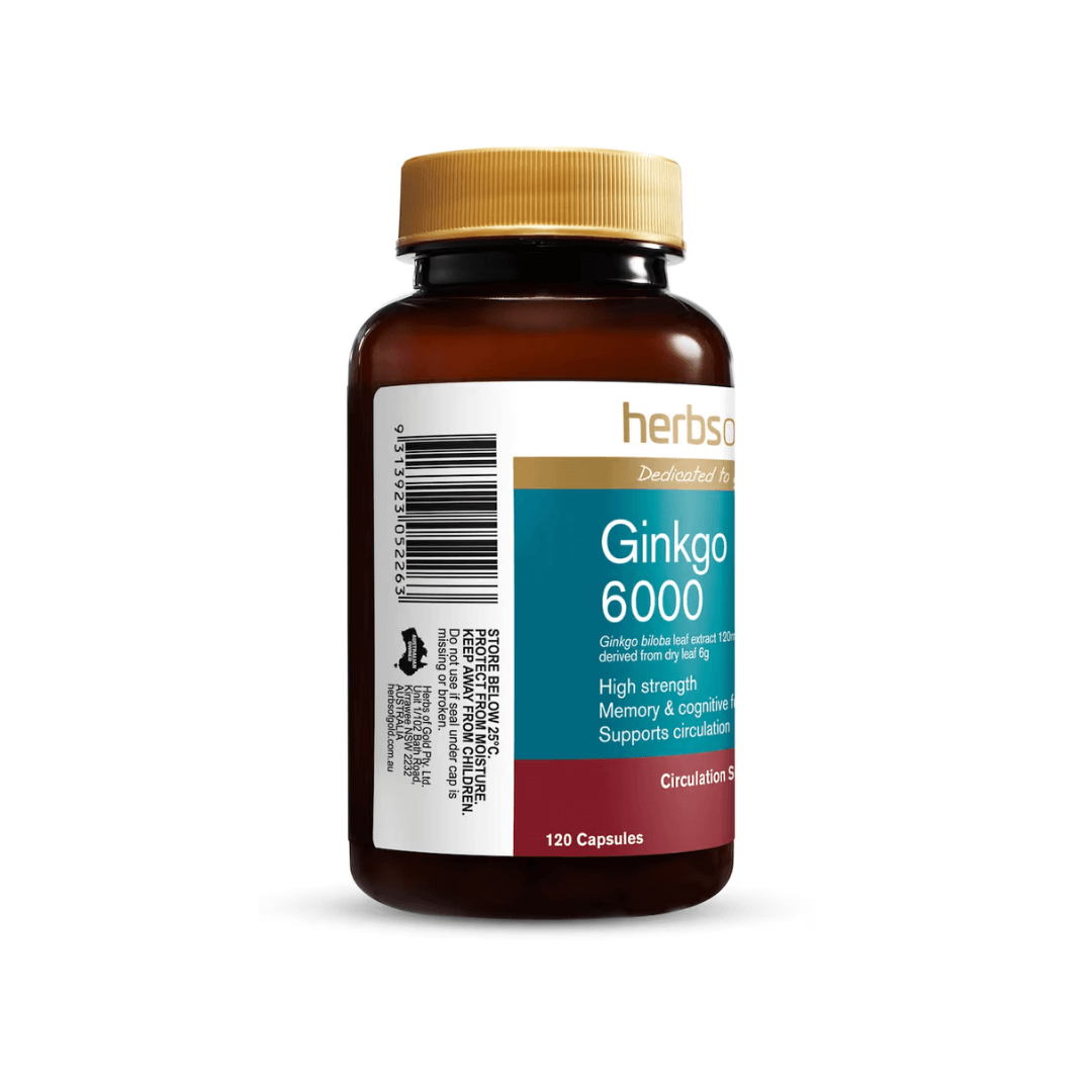 Herbs of Gold Ginkgo Biloba 6000 120 Capsules rear label