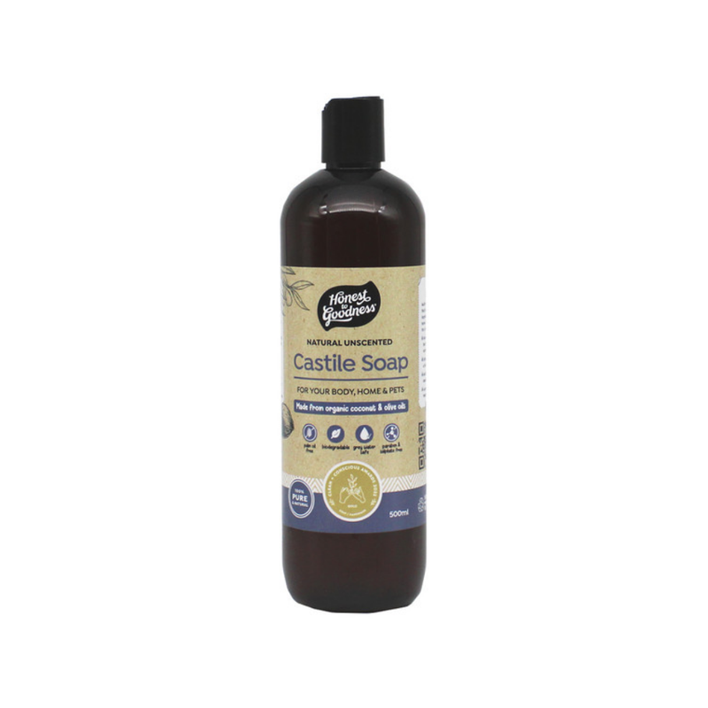 Honest to Goodness Natural Unscented Castile Soap 500ml