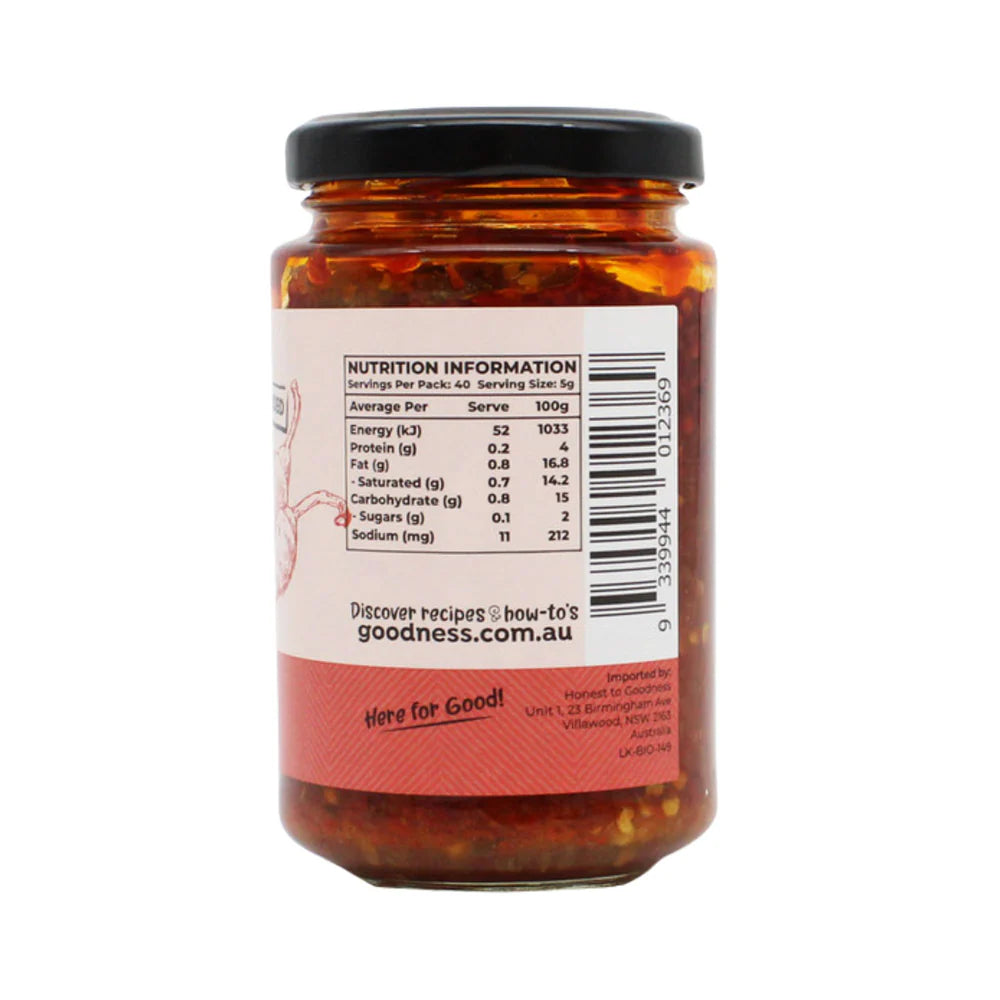 Honest to Goodness Organic Chilli Paste 240g