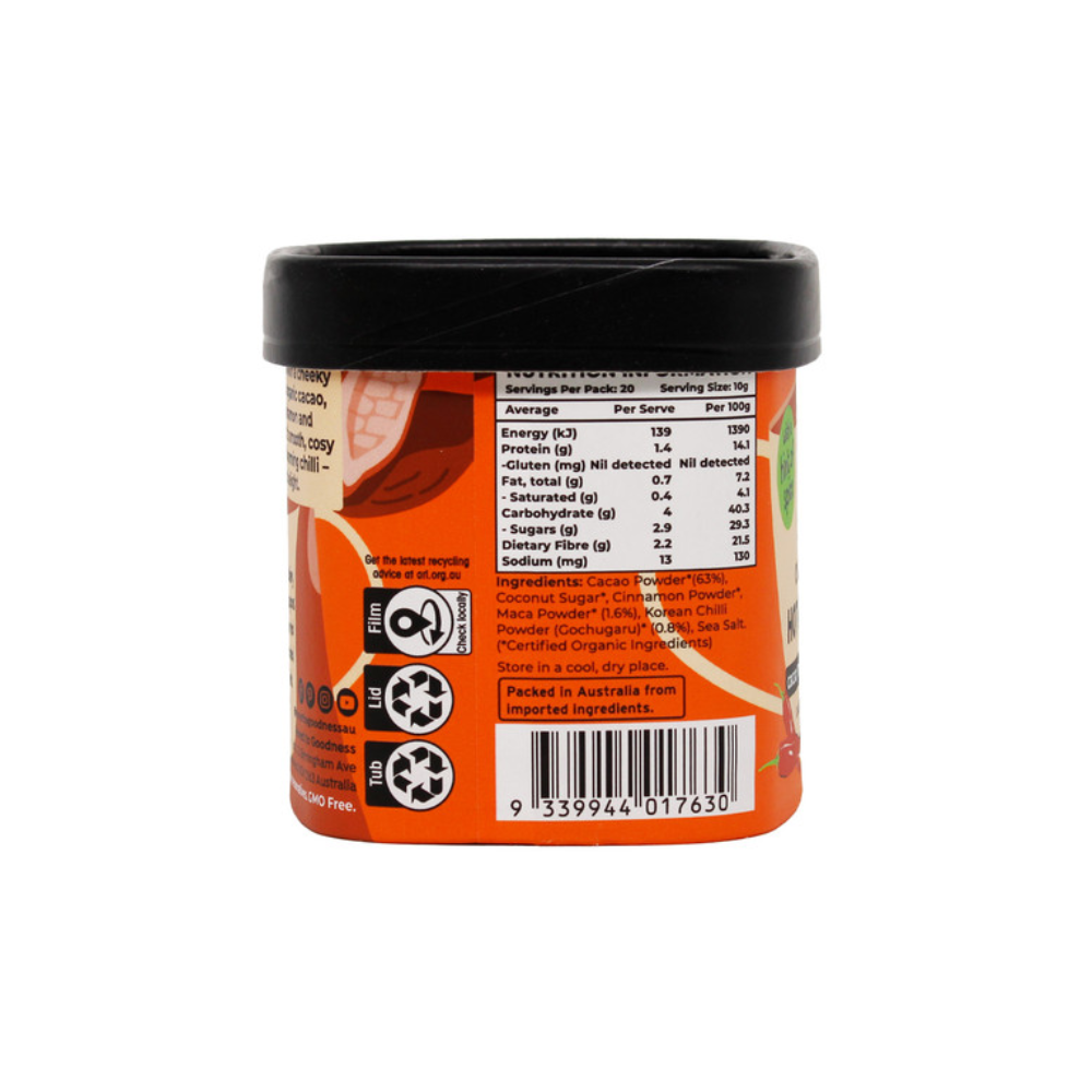 Honest to Goodness Organic Hot Chocolate Chilli Infused 200g
