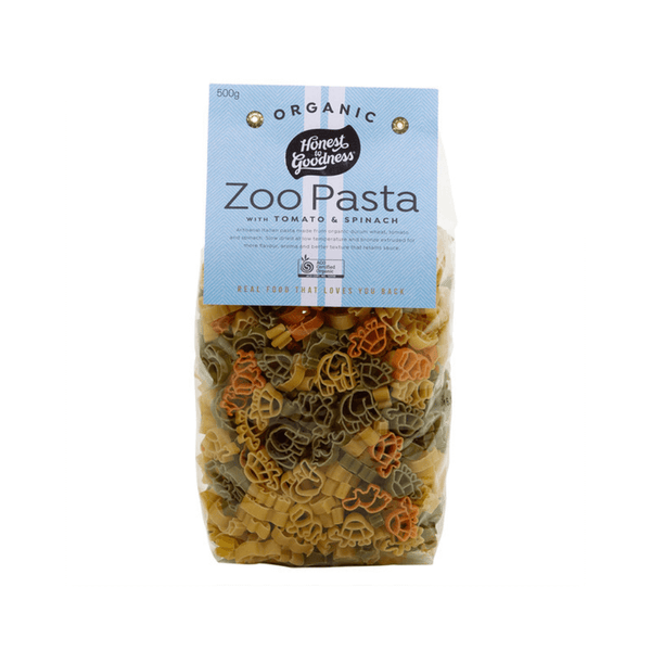 Honest to Goodness Organic Zoo Pasta with Tomato & Spinach 500g