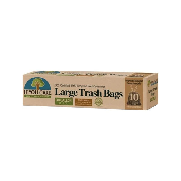 If You Care Large Trash Bags with Drawstring (30Gallon/113.6L) 10 Bags