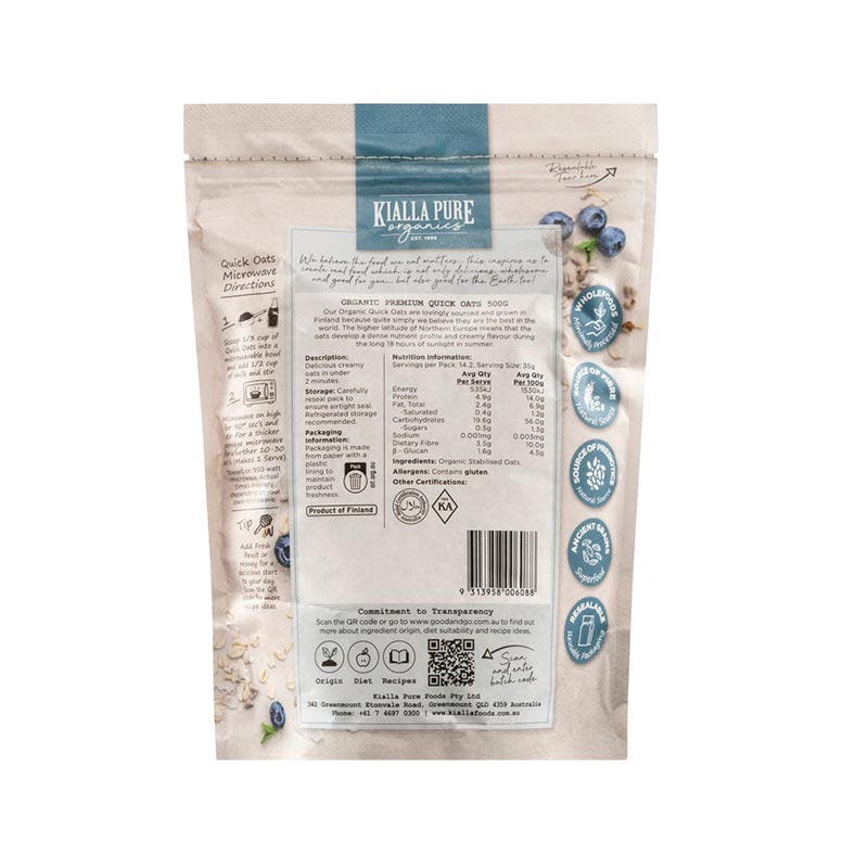 Kialla Oats Quick Organic 500g